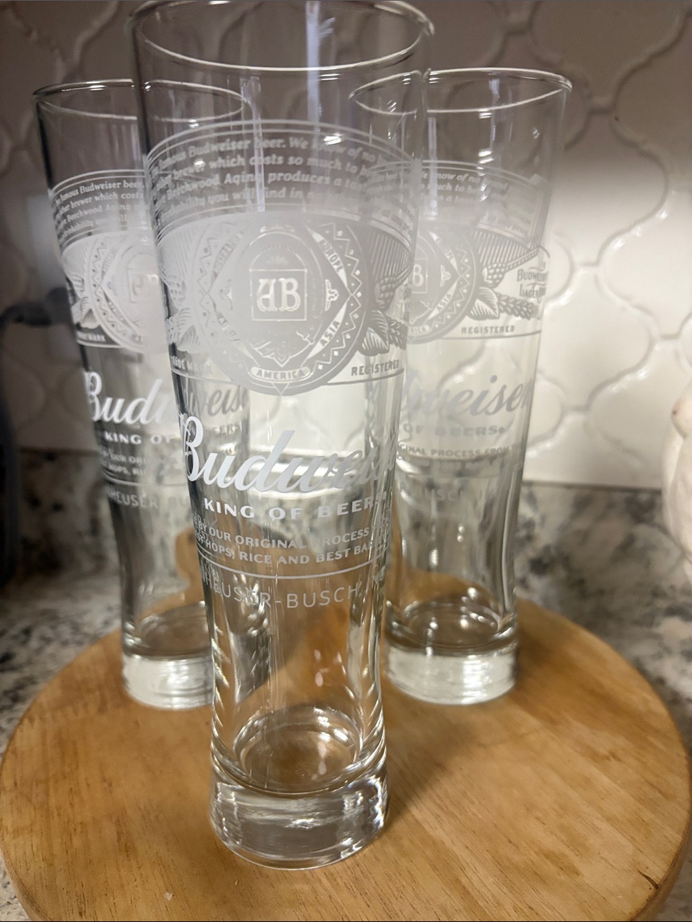Budweiser King of Beers Tall Pilsner Glasses Set of 3